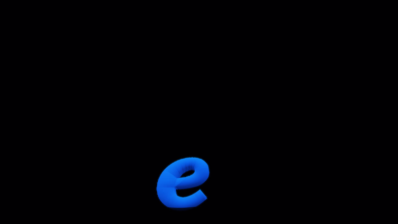 Blue Letter e Burning on Alpha Channel