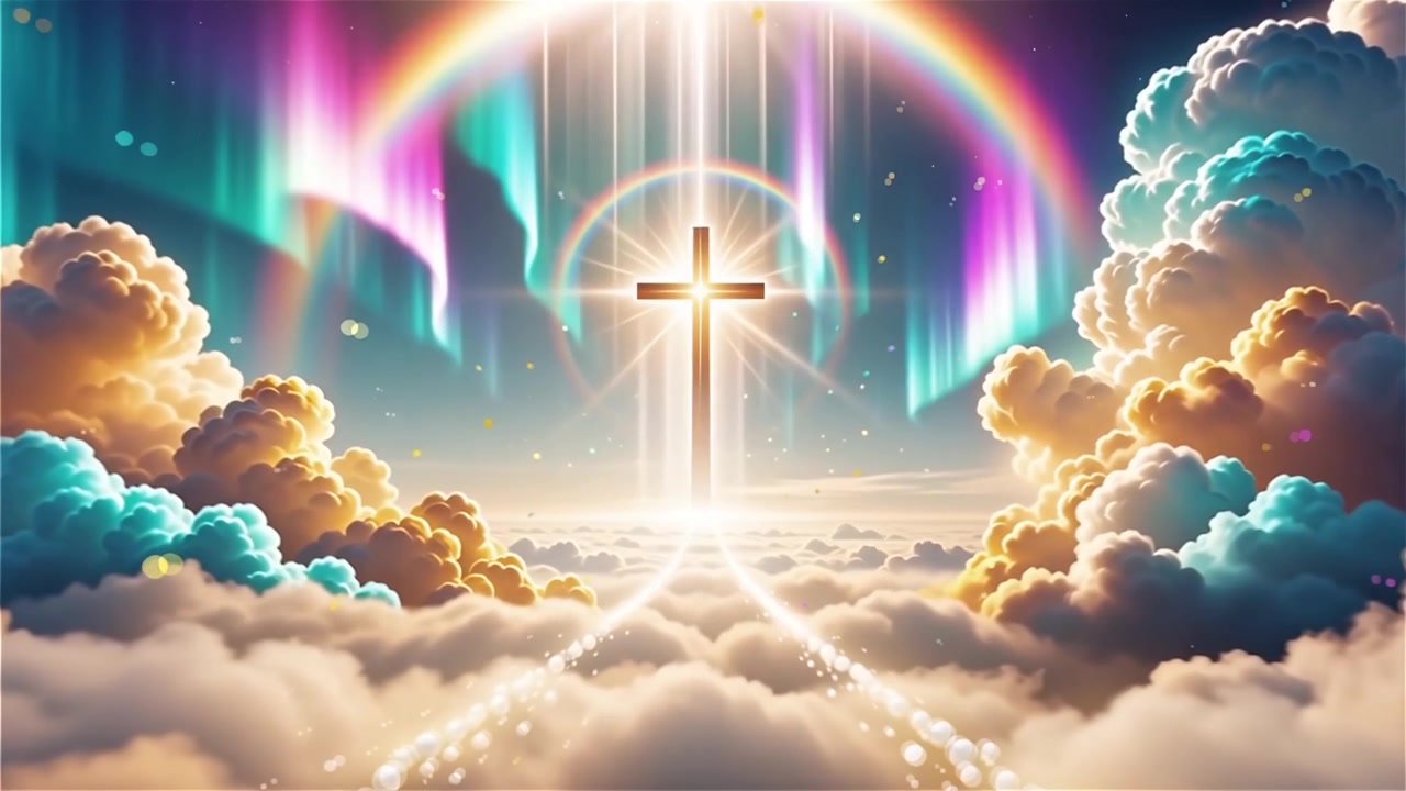 Christian Cross Heavenly Light Worship Background