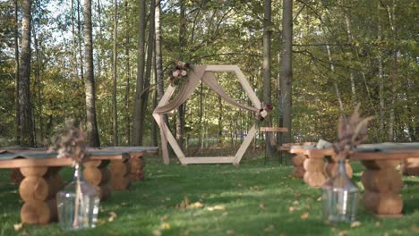 rustic outdoor wedding ceremony in the forest