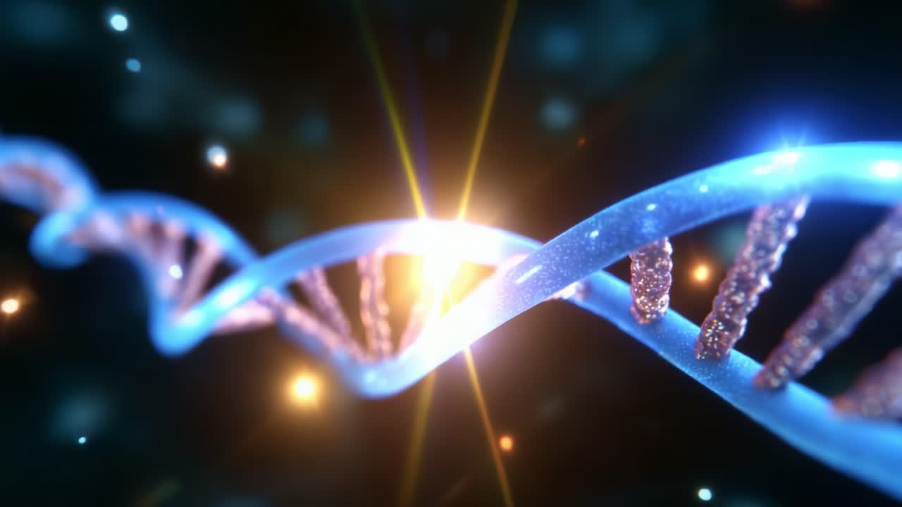 A Stunning Visualization of DNA Helix Structure with Glowing Elements, Showcasing the Intricate Design and Beauty of Genetic Material in a Vibrant, Futuristic Style Blending Science and Art