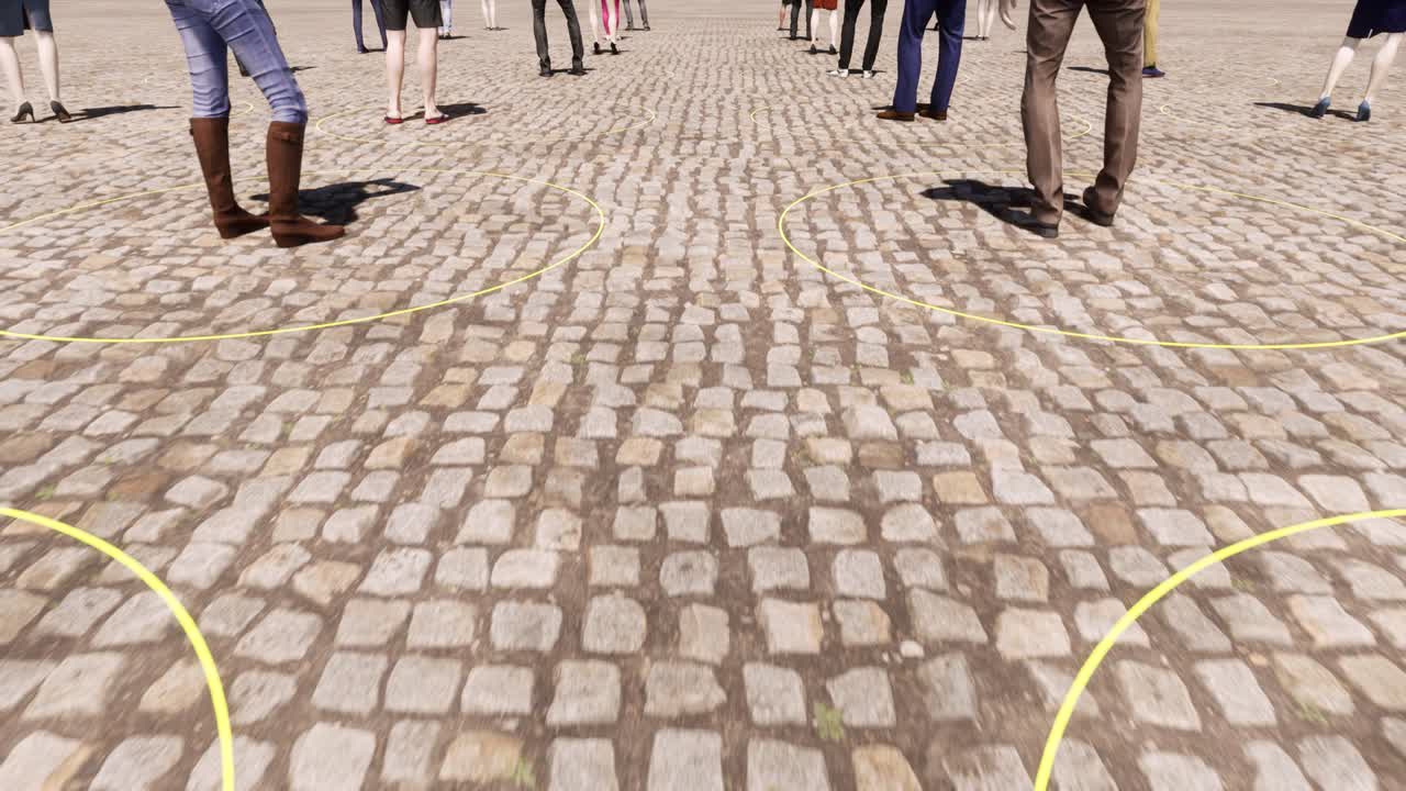 노란색 원 안에 서 있는 사람들, 사람들의 라이프 스타일 컨셉, 4k