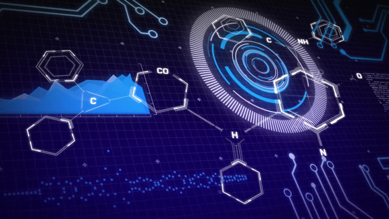 회로판을 통해 과학 데이터 처리의 애니메이션