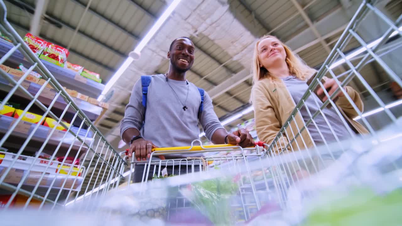 Candid Moments in a Grocery Store: A Joyous Shopping Experience Captured from the Aisles
