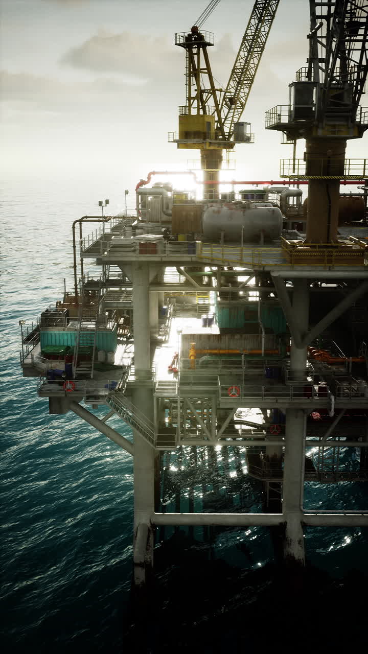 Olieplatform ved solnedgang
