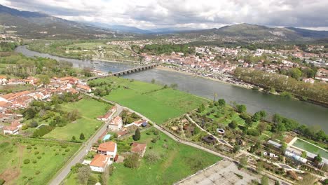 Aerial-View-City-of-Ponte-de-Lima-and-River-Lima-in-Portugal