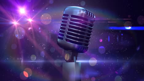 Composition-of-retro-microphone-over-spots-of-light-and-bokeh