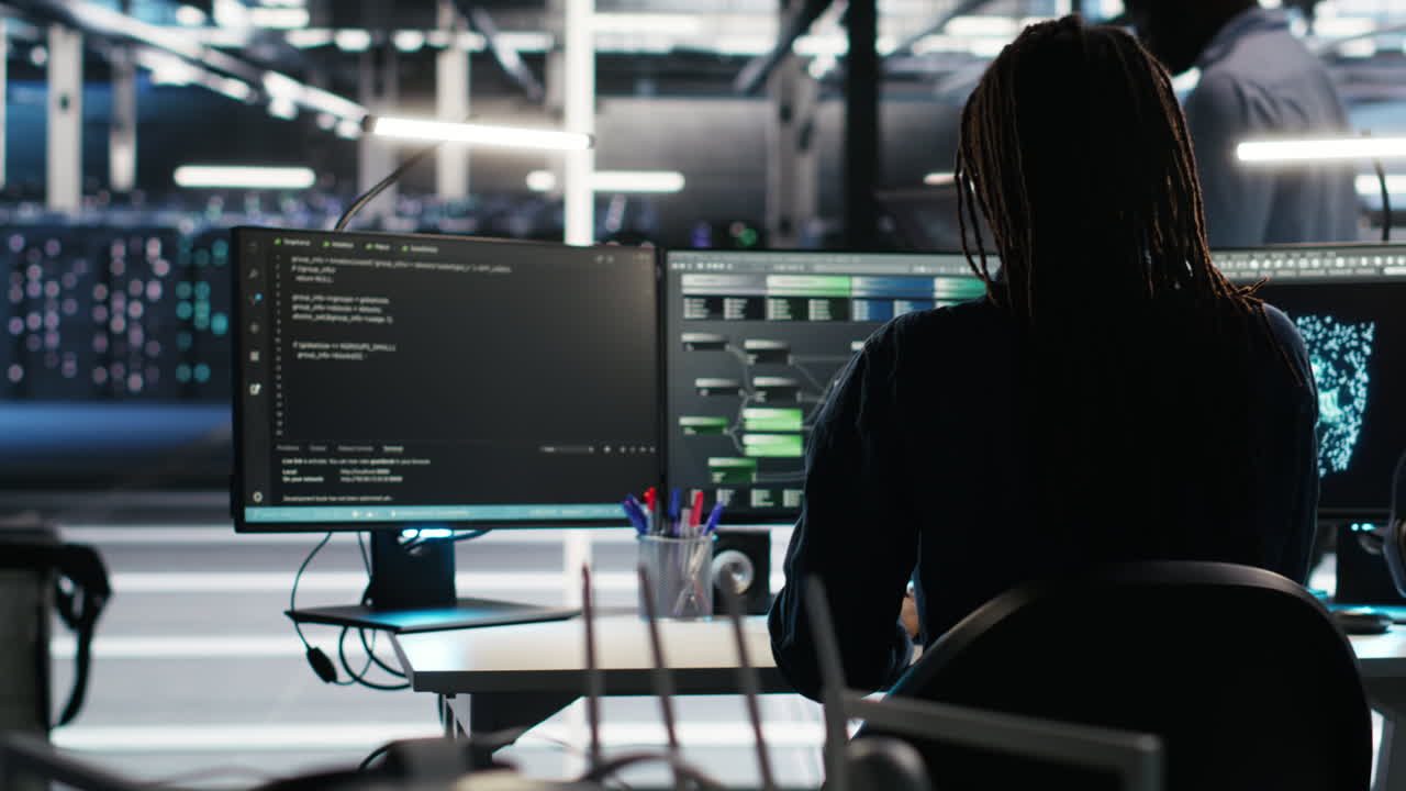Stressed server hub admin worried by malfunctioning data analytics AI generator