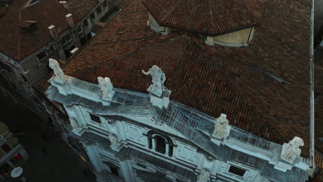 top view of historical venetian architectures on the medieval city of venice, italy