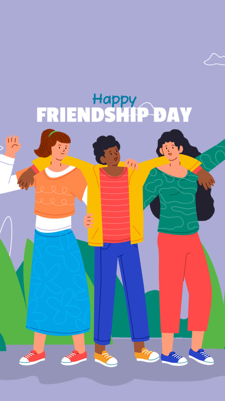 An animation of a Hand drawn happy friendship day illustrated