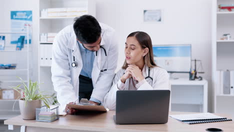 Teamwork,-laptop-or-doctors-in-hospital-planning