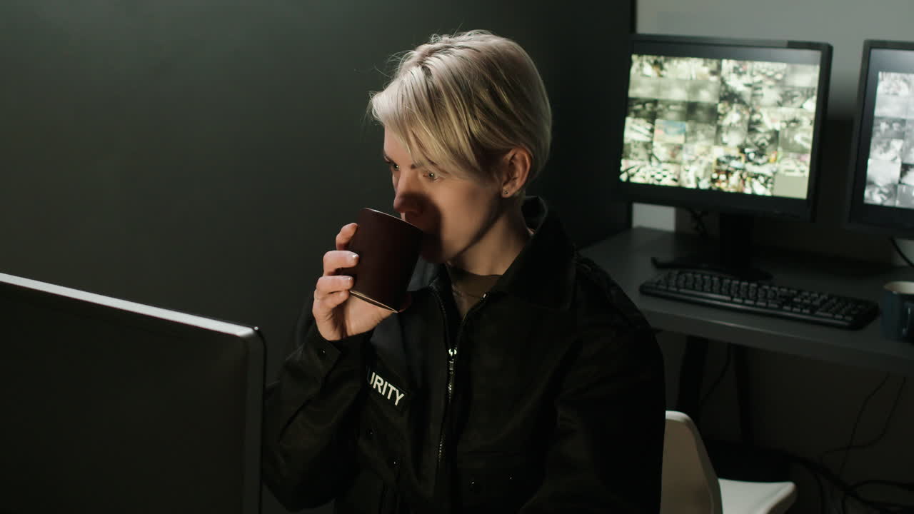 охранник, работающий в комнате