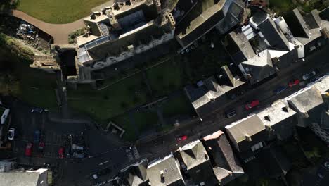 hay-on-wye town birds-eye-view uk castle aerial overhead