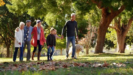 family with dog outdoors