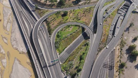 aerial view of highway roads beside bicentenario park in santiago, chile