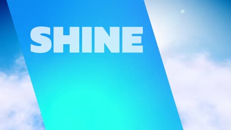 animation of shine text over stripes blue background