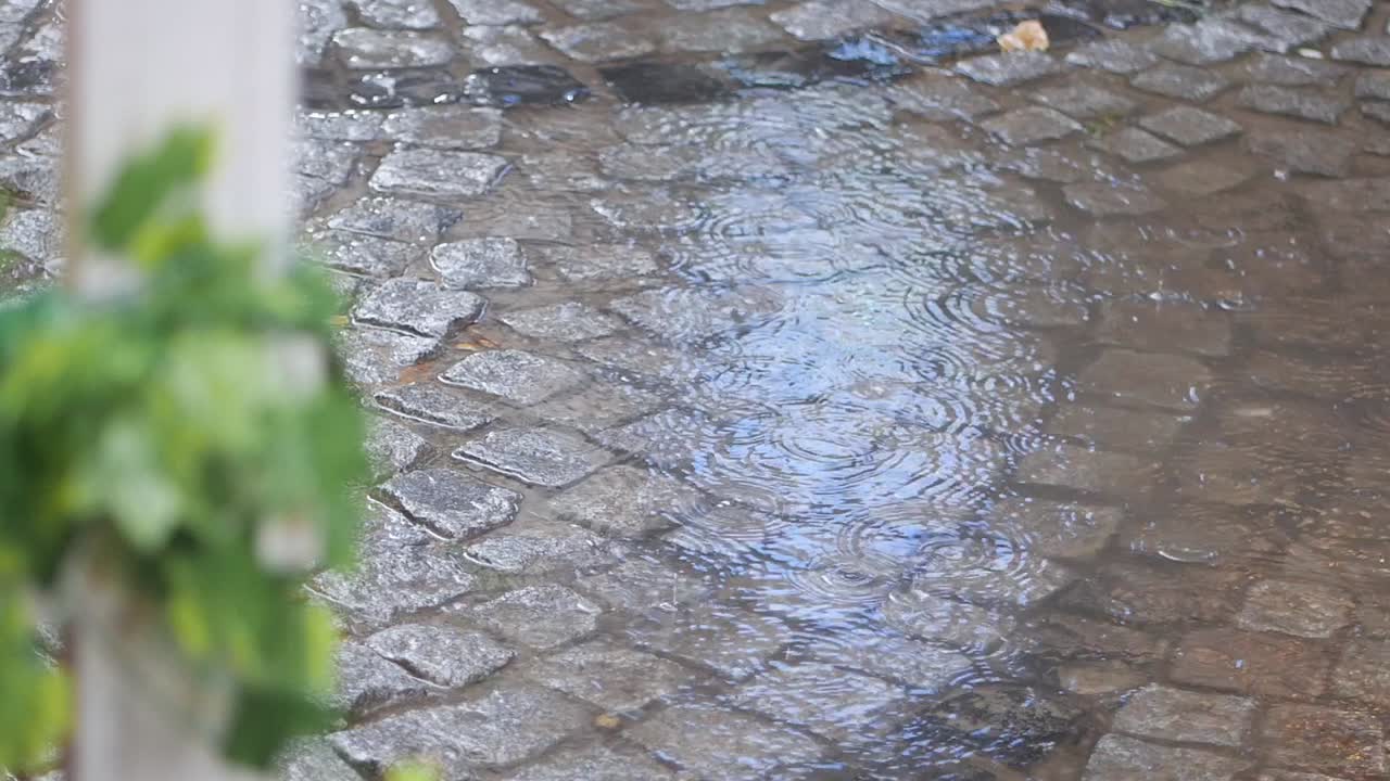 자갈길에 비가 내리고