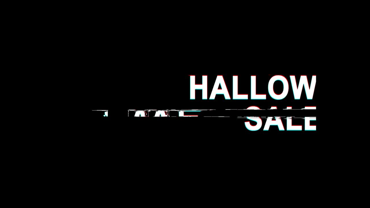 할로윈 판매: 글리치 효과 텍스트 디지털 tv 왜곡 4k 루프 애니메이션