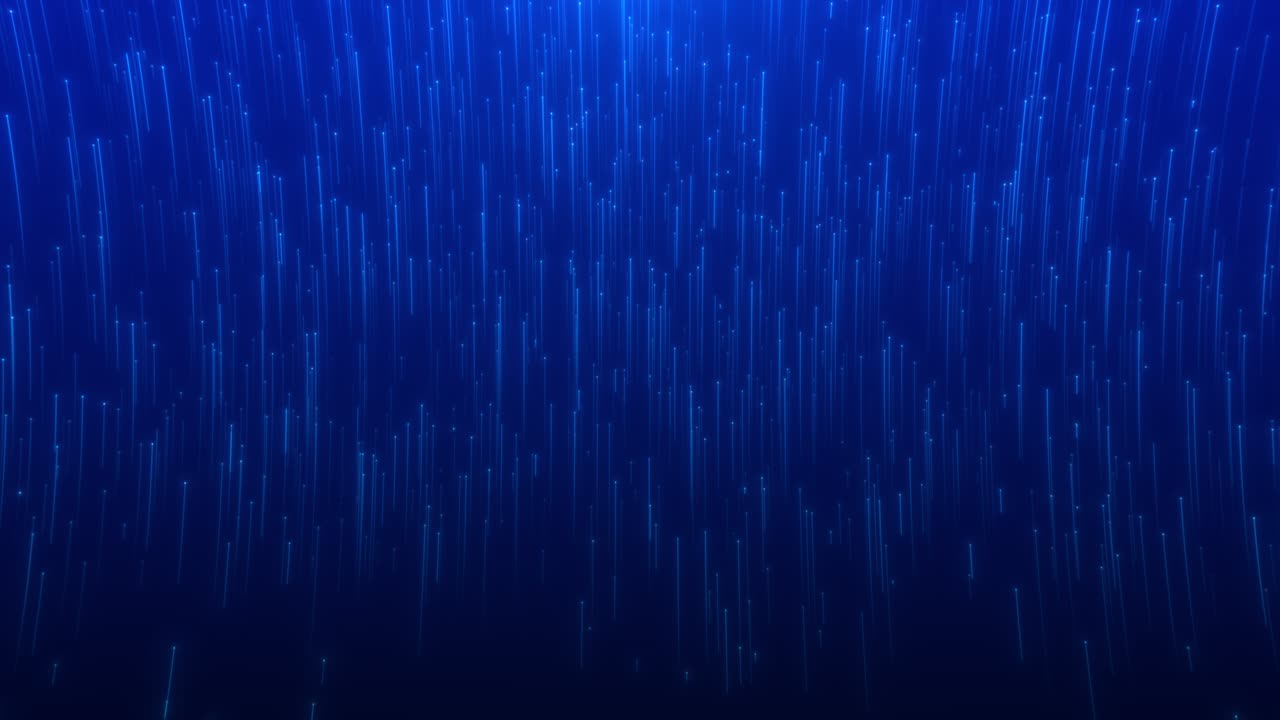 Looping Abstract Blue Digital Data Stream Rising Upwards with Glowing Light Trails, High Speed Fiber Optic Internet Concept