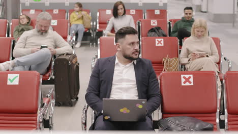 Passengers On Seats At Waiting Area