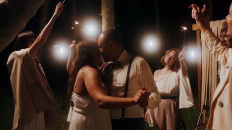 nighttime celebration in the forest