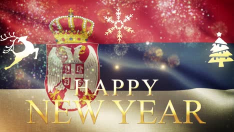 feliz año nuevo - fondo de la bandera de serbia