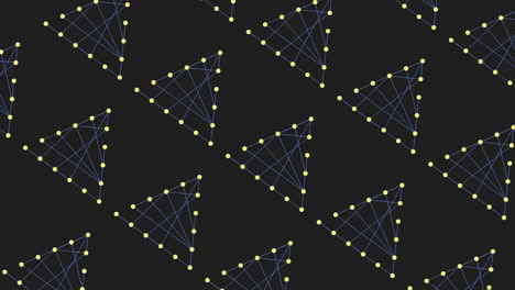 digital seamless rainbow triangles pattern with neon dots on black gradient