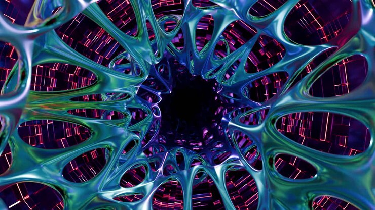 Loop continuo di un tunnel digitale futuristico astratto
