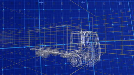 animación de dibujo de coche 3d conduciendo sobre la cuadrícula