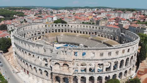 Aerial-shot-of-the-Pula--the-coliseum