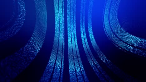 el fondo abstracto en bucle de 4k de partículas de brillo forma líneas, superficies como paisajes futuristas en el ciberespacio o hologramas. tema de ciencia ficción de microworld, nanotecnología o espacio cósmico. rayas azules 28