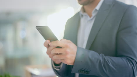 business man, hands and phone networking