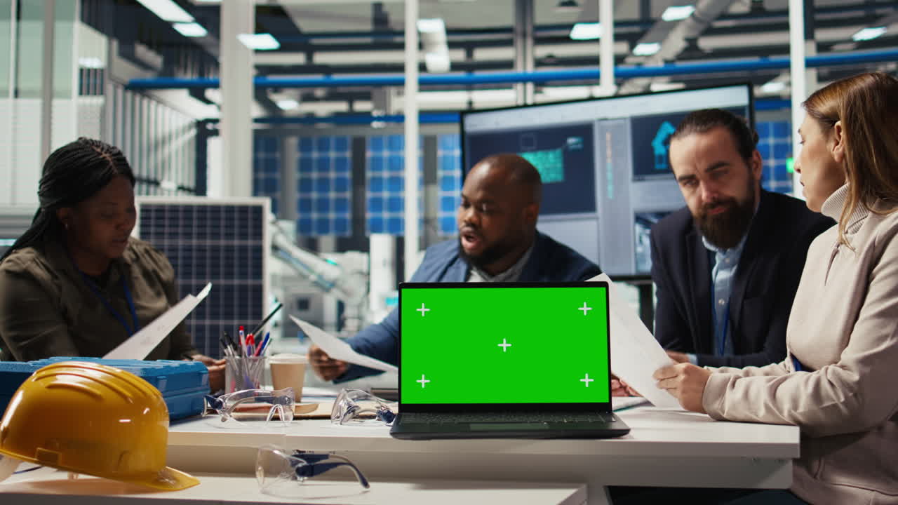 Factory Engineers Use Green Screen Laptop To Check Pv Materials Parameters