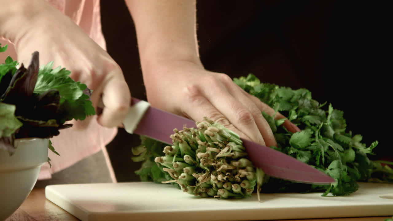 Chopping Cilantro and Herbs