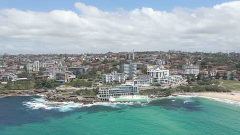 scenic view of bondi city with bondi beach and blue sea in summer - bondi, sydney, nsw, australia