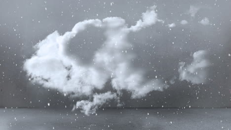 animación de nieve cayendo sobre el cielo con nubes en navidad