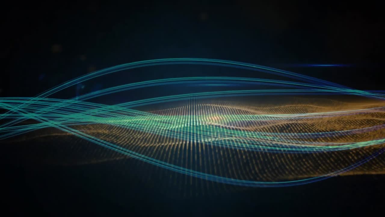 Animation of light trails moving on black background