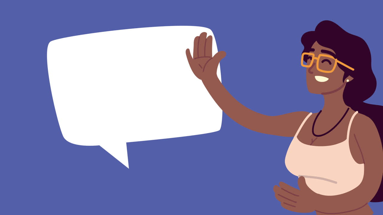 afro young woman talking character animation