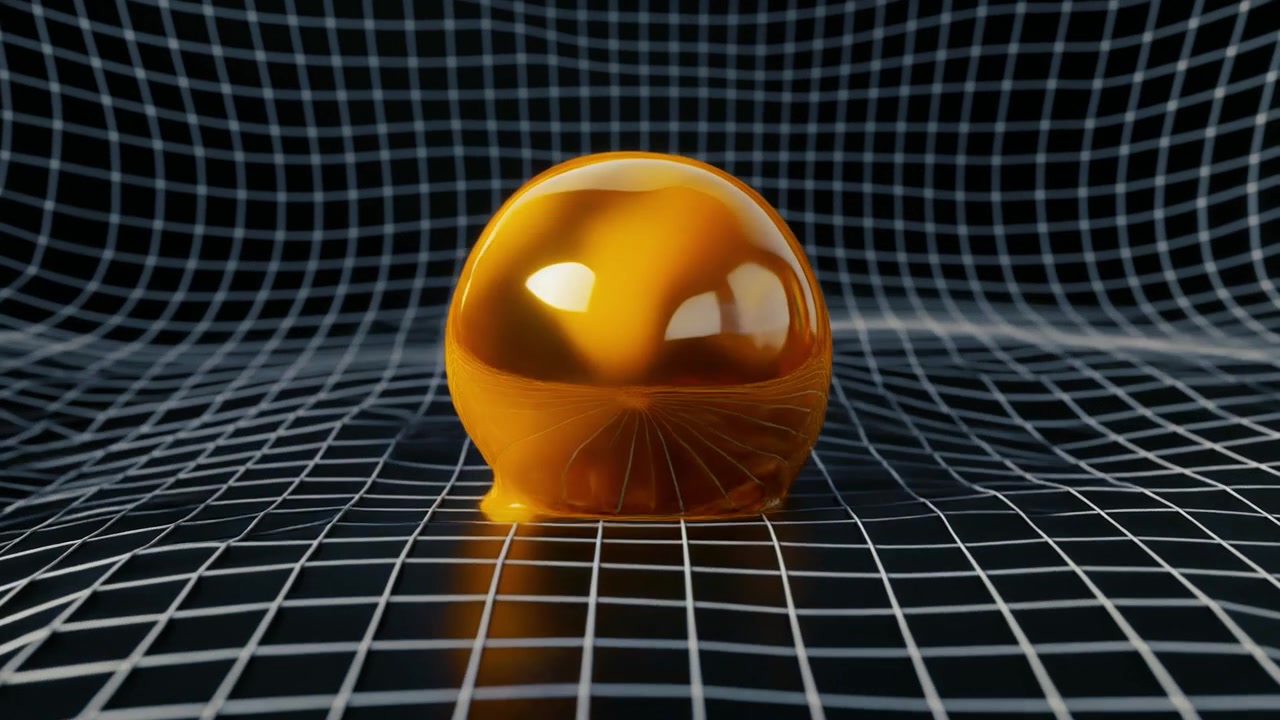 Abstract 3D Animation of a Morphing Golden Liquid Sphere