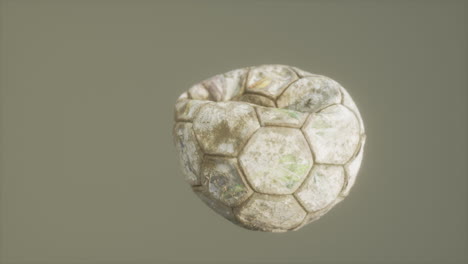 old deflated leather soccer ball