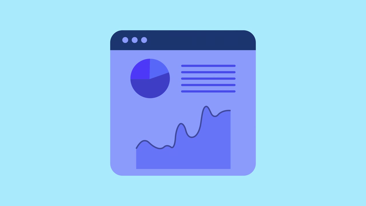 Finestra del Browser Animata che Mostra Grafici e Diagrammi di Dati