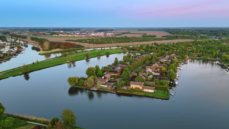 picturesque panorama of the stunning countryside. village on the water. scenery of vinkeveen, the netherlands. aerial view.