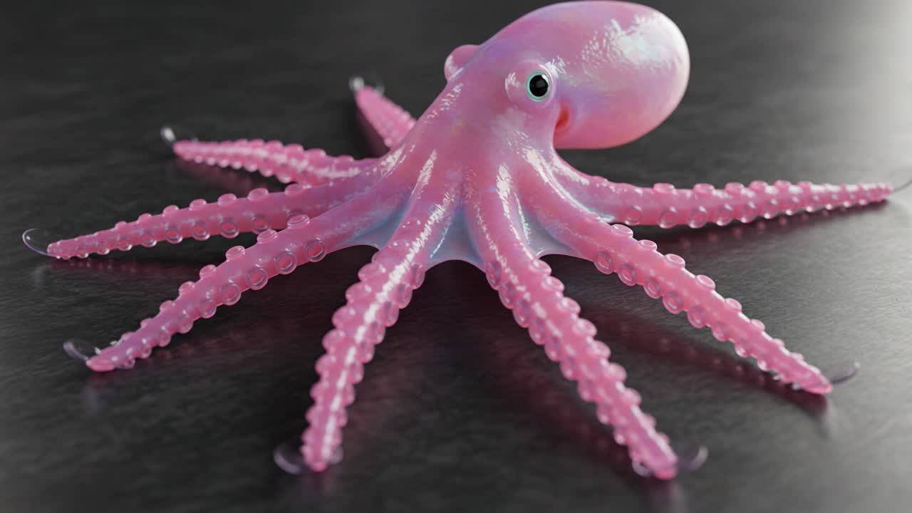 A Beautifully Rendered Octopus with Vibrant Pink Colors and Intricate Details, Showcasing Its Unique Features and Graceful Form on a Textured Surface