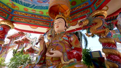 chinese ancient holy god statue, close up