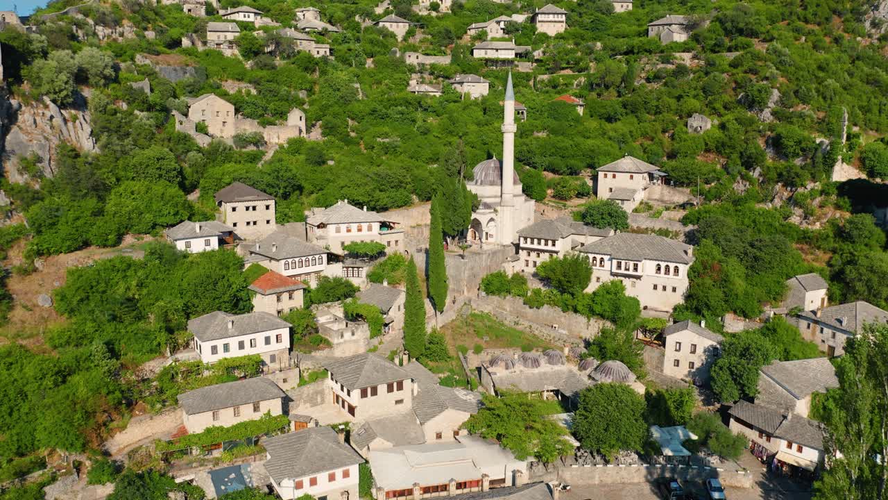 유서 깊은 마을의 조감도 - pocitelj, 보스니아 헤르체고비나