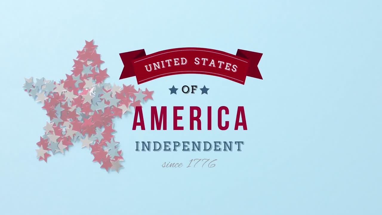 7월 4일 독립기념일 애니메이션 미국 별 위의 텍스트