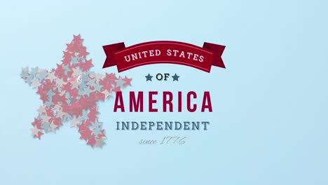 animation of 4th of july independence day text over star of united states of america