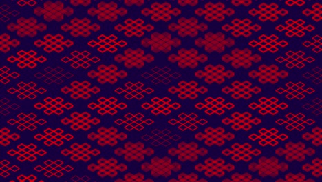 chinese pattern abstract line 3d virtual isometric lighting moving, vintage mix modern technology concept design, glowing on dark blue background seamless looping animation 4k with matte alpha channel