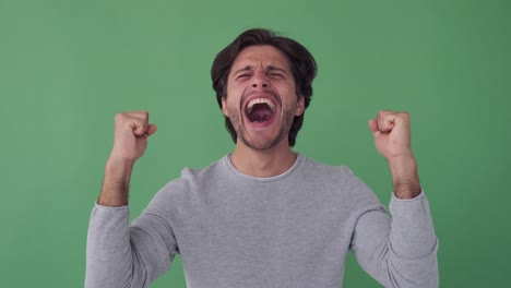 excited man celebrating success