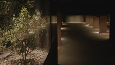 underground parking garage at night