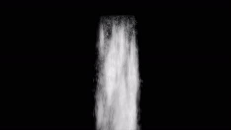 a waterfall descends against a black background, viewed from a frontal angle, an overlay video with screen mode blending